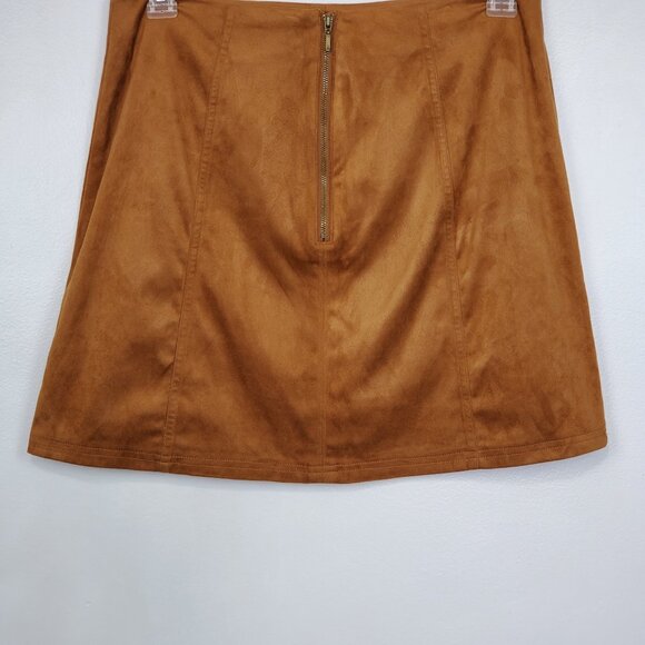 Francesca's Mi Ami Brown Soft Brushed Feel Faux Suede Skirt #WS10165 NEW Size L - Picture 6 of 12
